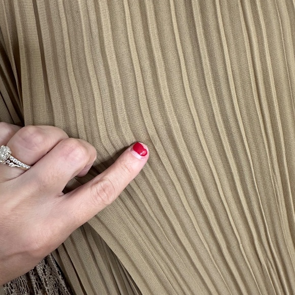 Vtg Paris Dreams Tan Stretchy Pleated Sequin Cottage Prairie Skirt Sz XL - Picture 9 of 16